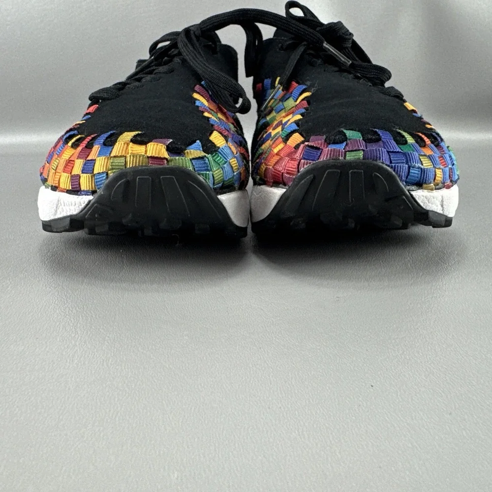 Nike Air Footscape Woven Black Rainbow Multi Color Streetwear Shoes Womens Sz 11